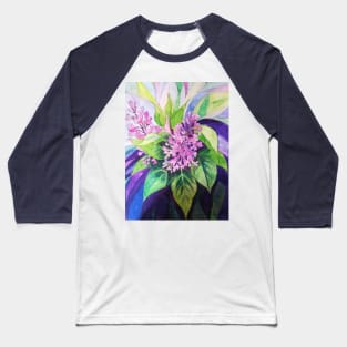 Lilacs watercolour painting with psychedelic background Baseball T-Shirt